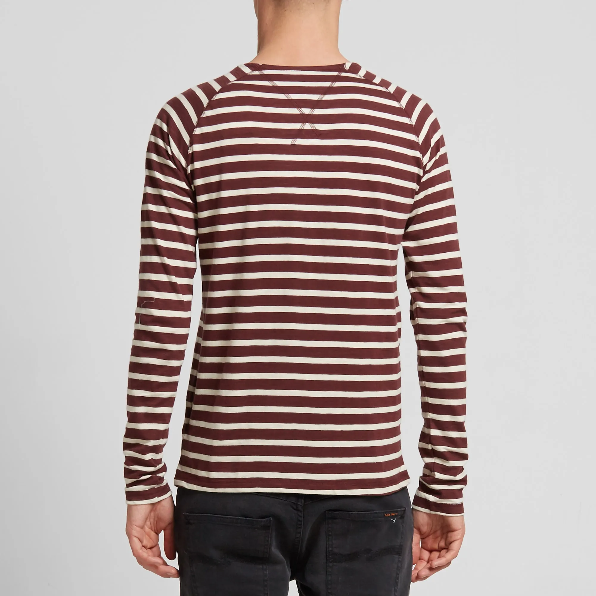 Nudie Long Sleeve Otto Raglan TeeWine Stripe