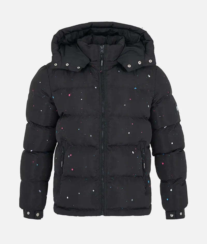 Nvlty Paint Puffer Jacket Black | Upto 30% Off