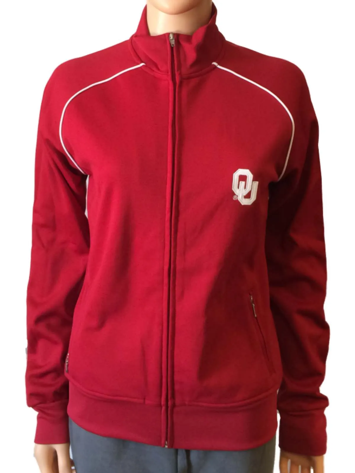 Oklahoma Sooners Colosseum WOMENS Red LS Full Zip Jacket with Zip Pockets (M)