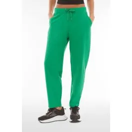 Pantaloni carrot fit in french terry con grafica sul fondo Verde