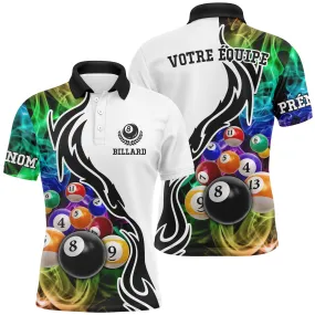 Polo De Billard Professionnel Avec Prénom Personnalisé, Boule De Billard, Table Vert Jeu De La 9 - CT27062325