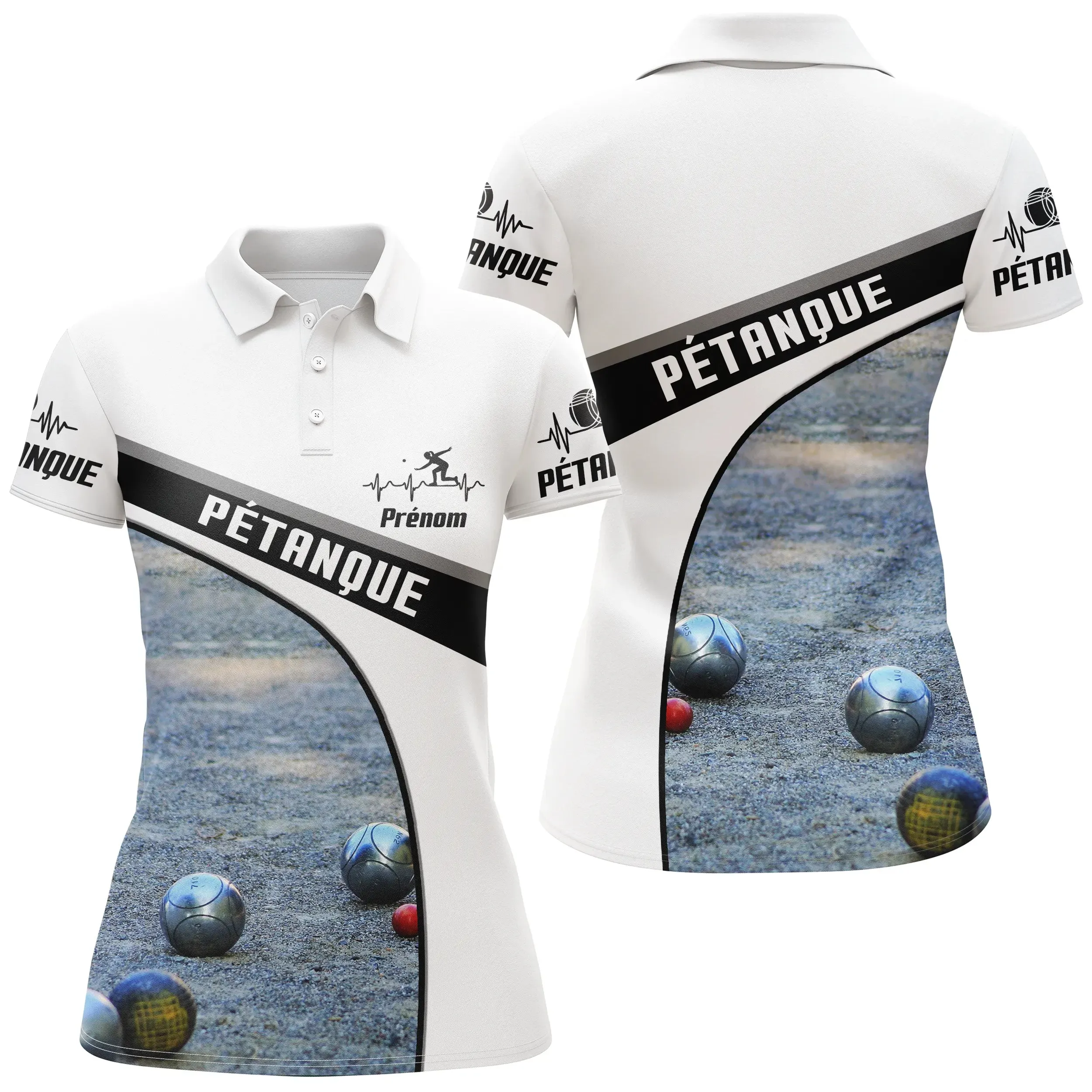 Polo Pétanque Personnalisé - Cadeau Bouliste Idéal - Motif Boules de Pétanque - CT08072310