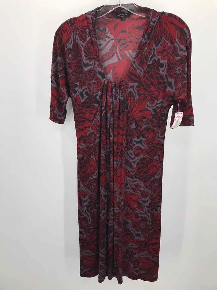 Pre-Owned Etro Red Size 46 Printed Midi Long Sleeve Dress