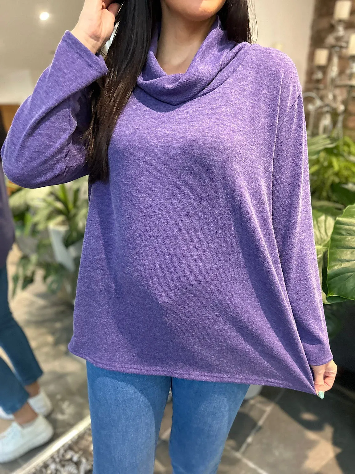 Purple Cowl Neck Knit Cassie