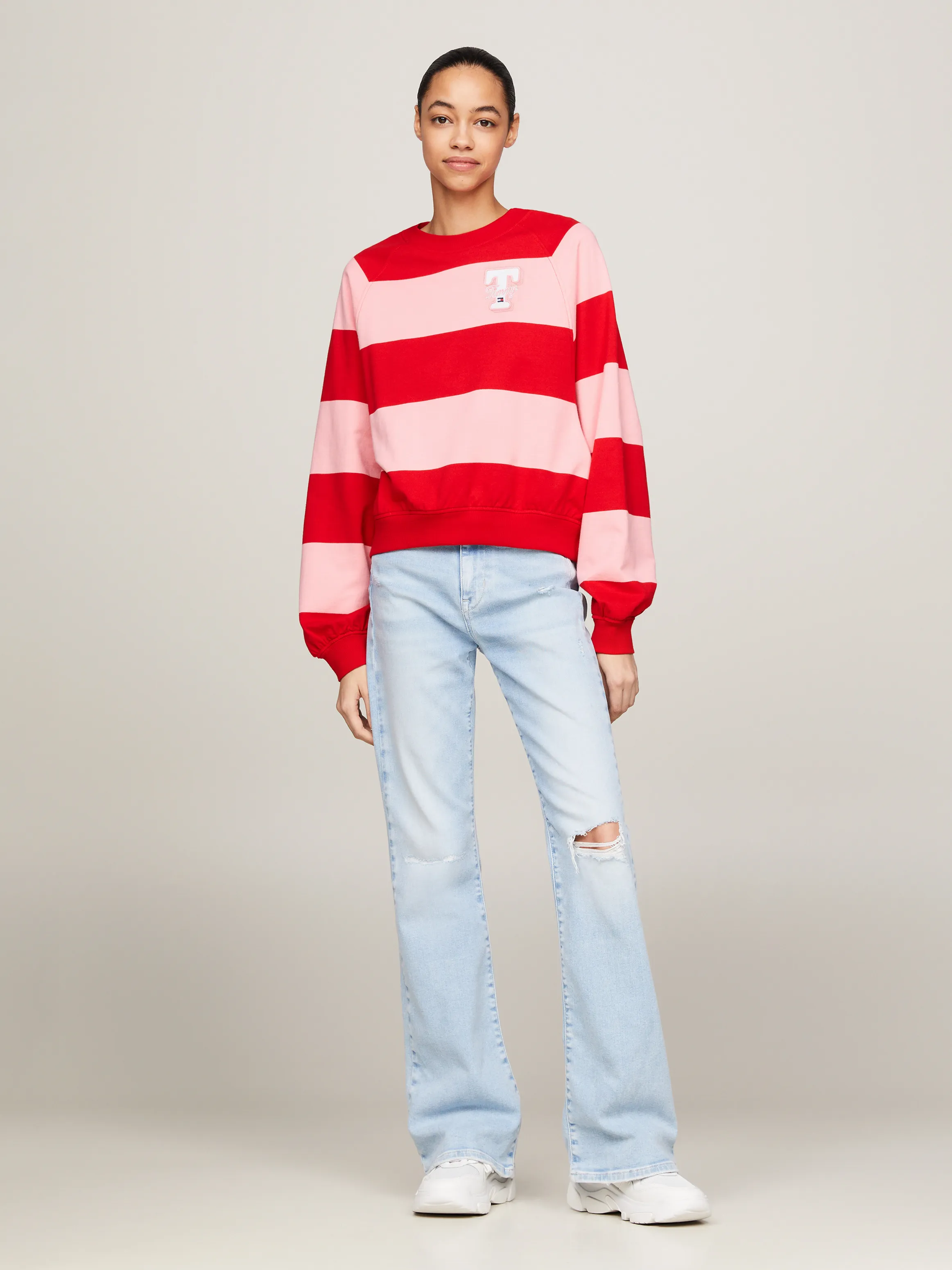 Relaxed Letterman Stripe Sweatshirt | Sweatshirts & Hoodies | Tommy Jeans