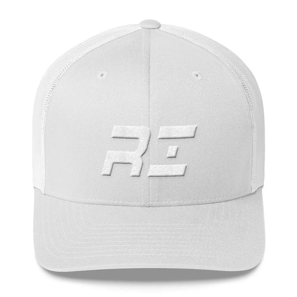 Rhode Island - Mesh Back Trucker Cap - White Embroidery - PA - Many Hat Color Options Available