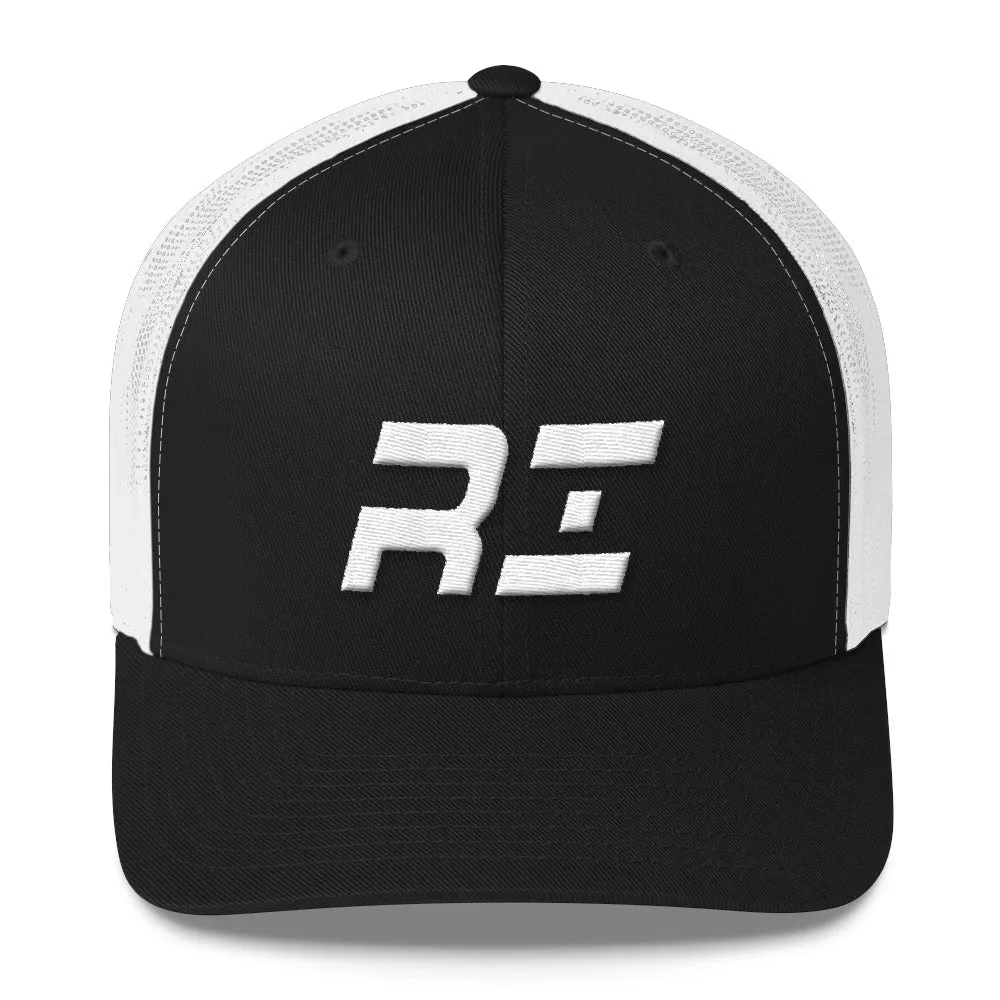 Rhode Island - Mesh Back Trucker Cap - White Embroidery - PA - Many Hat Color Options Available