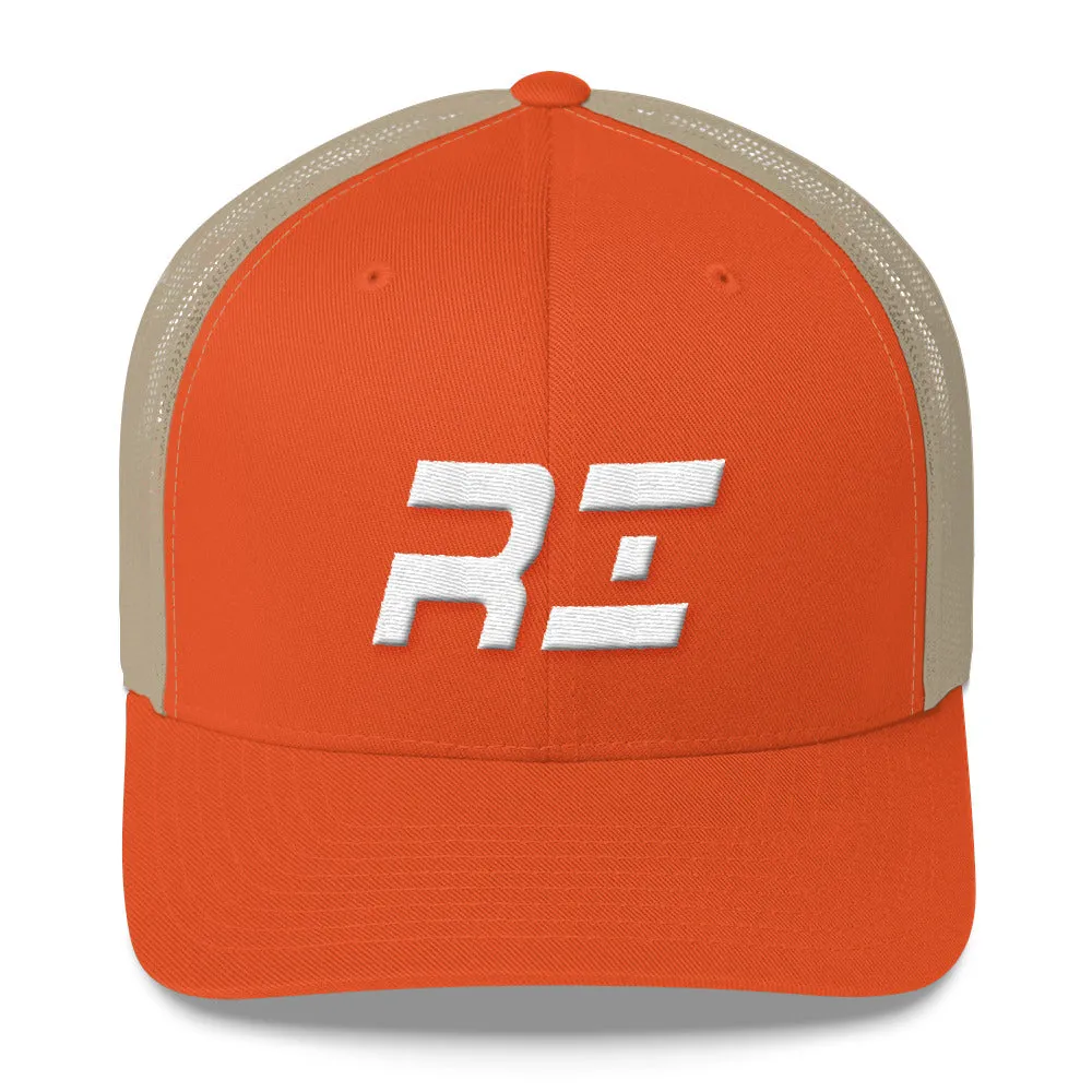 Rhode Island - Mesh Back Trucker Cap - White Embroidery - PA - Many Hat Color Options Available