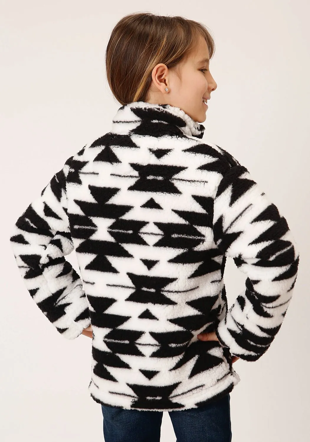 Roper Girls Aztec Polar Black 100% Polyester Fleece Jacket