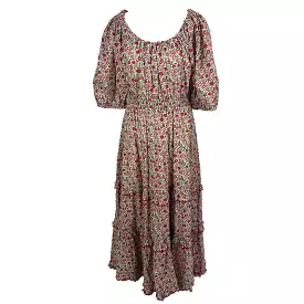 Seraphina Red Floral Print Cotton Maxi Dress L