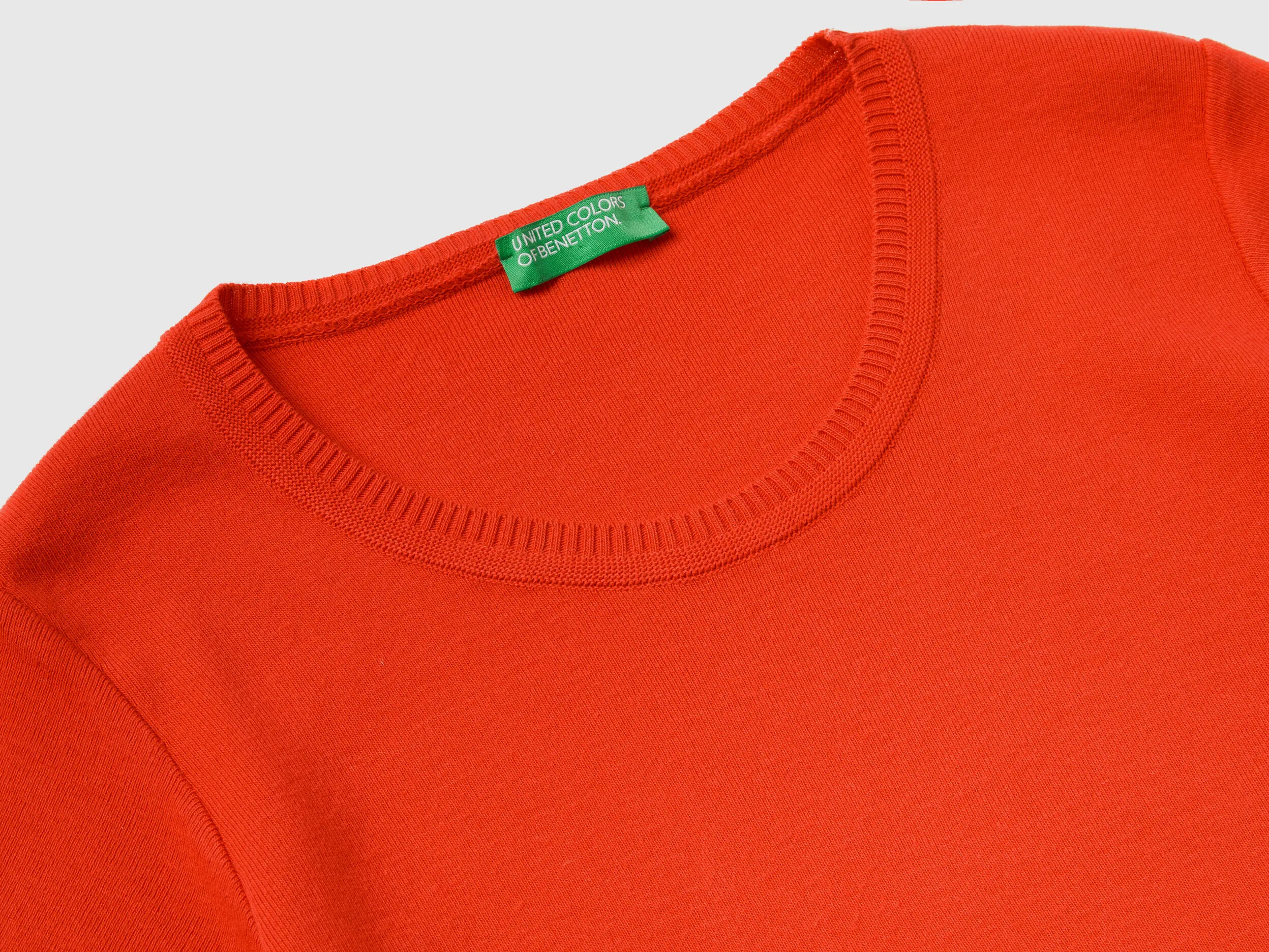 Short sleeve sweater in 100% cotton - Red | Benetton