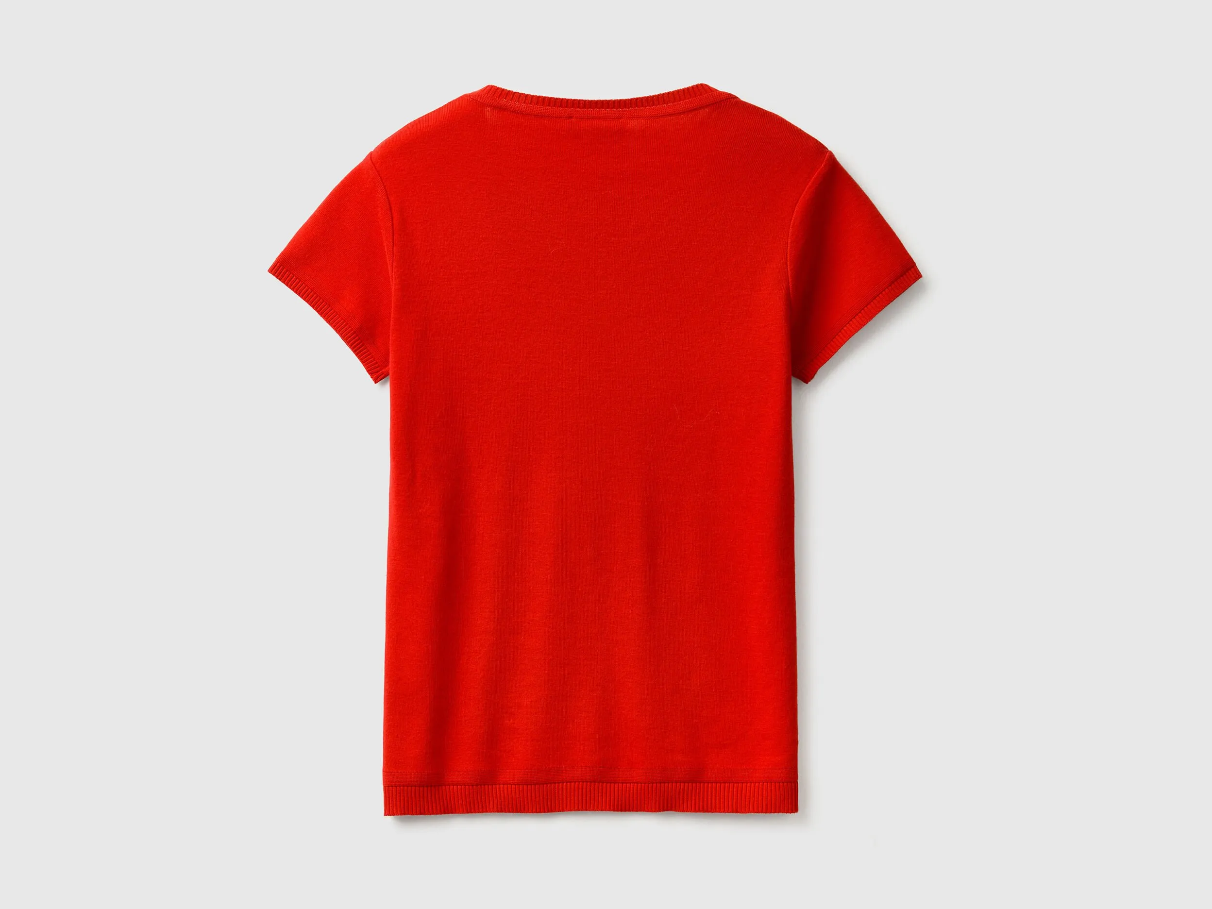 Short sleeve sweater in 100% cotton - Red | Benetton