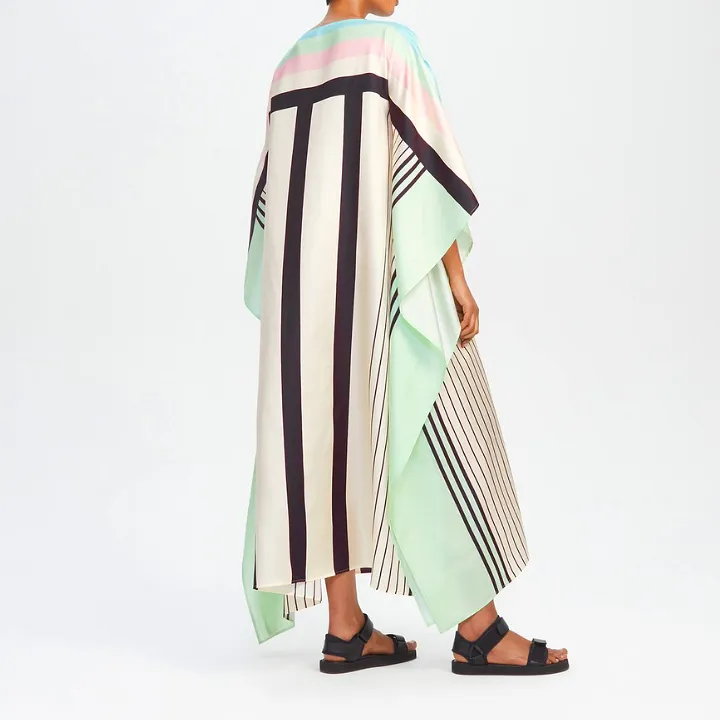 Silken Angles Premium Geometric Silk Kaftan KAF0061