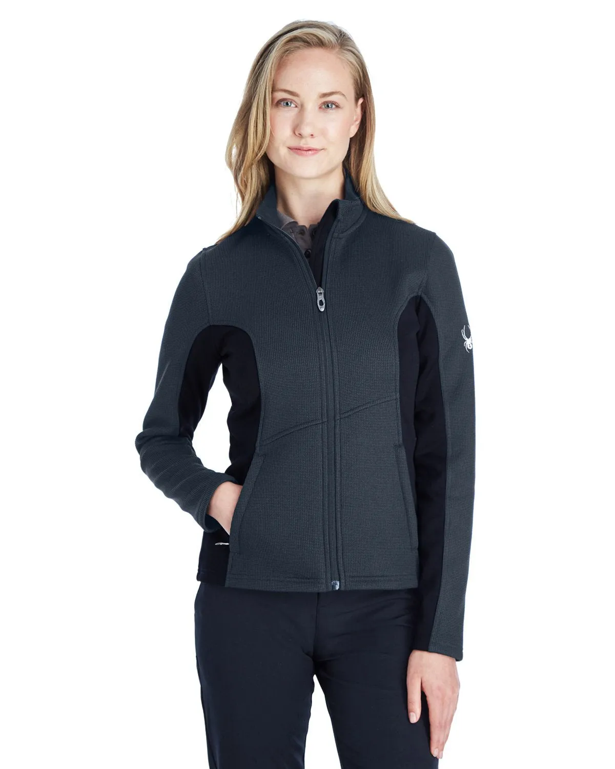 Spyder Ladies Constant Full Zip Sweater Fleece Frontier/ Blk/ White 187335