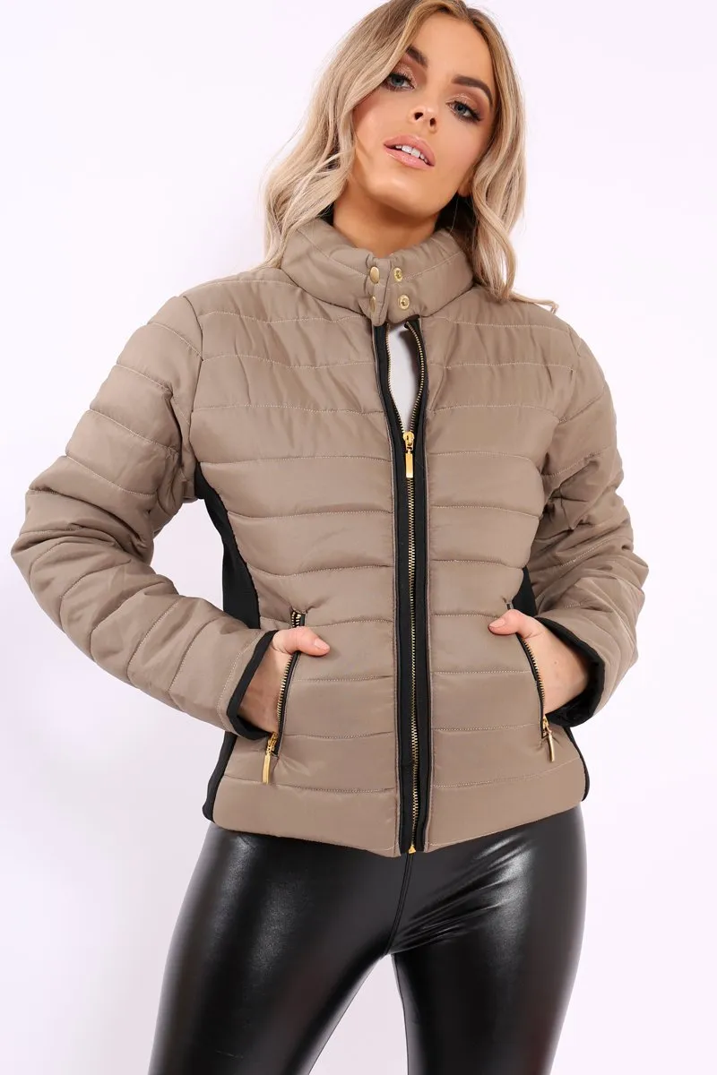 Stone Padded Coat with Side Panel Detail  - Tallula