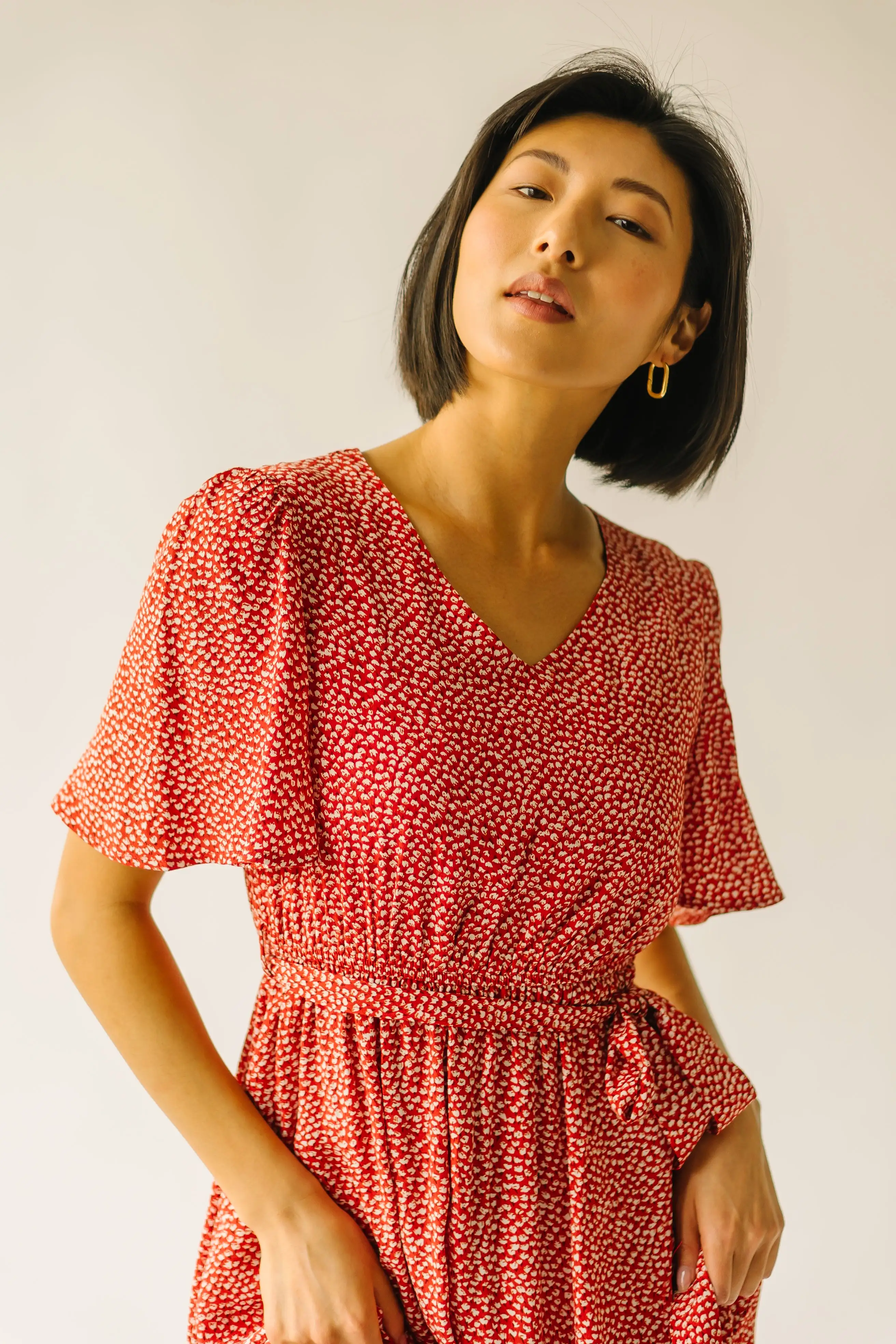 The Doyal Printed Wrap Dress in Red