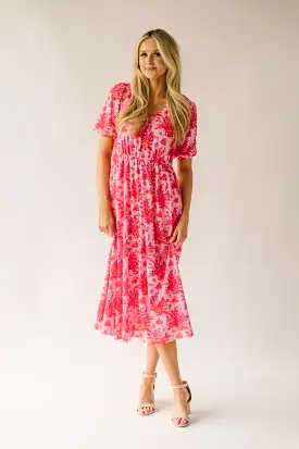 The Waltmer Floral Midi Dress in Red Multi