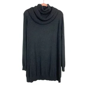 Theory Grey Cotton and Cashmere Blend Turtleneck/Cowl Neck Oversized Sweater Tunic/Dress- Size M