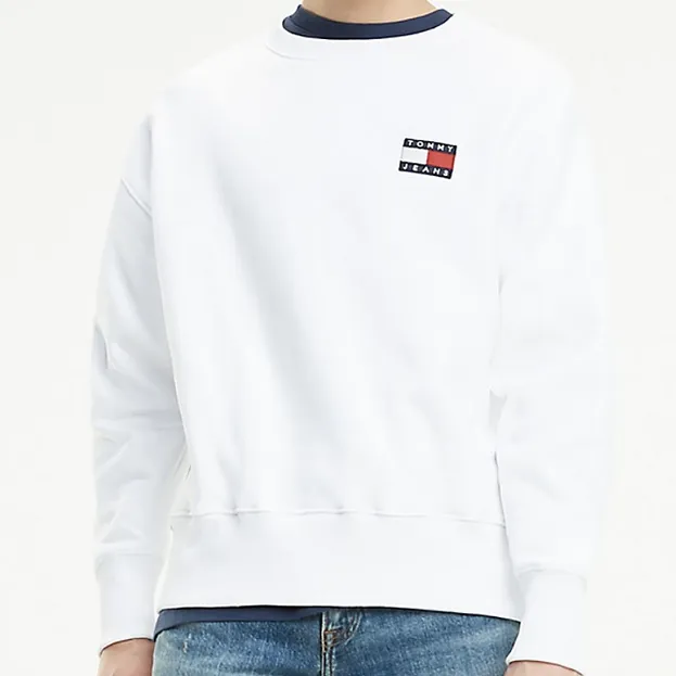 Tommy Hilfiger Men's TJ JAI BADGE SWEATSHIRT. Premium. White