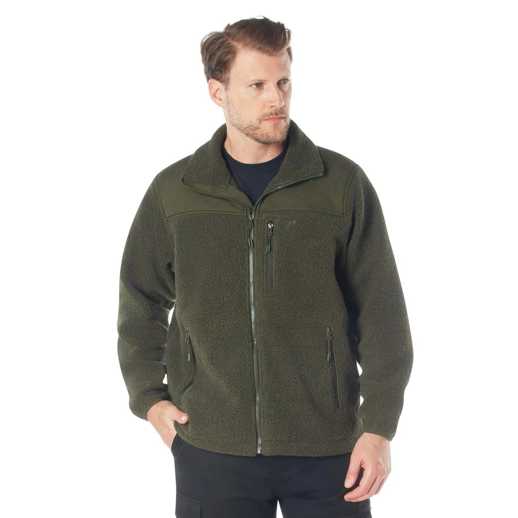 Trailsman Sherpa Fleece Jacket by Rothco (Black or Olive)