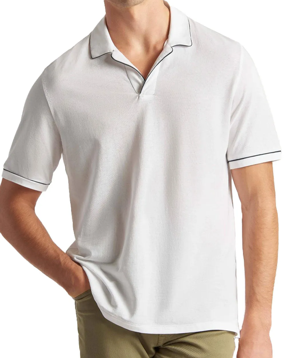 White Open Collar Polo