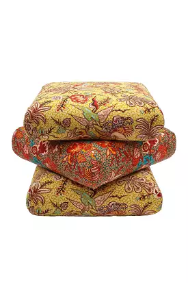 Wild Hibiscus Printed Pouf - Calla Lily