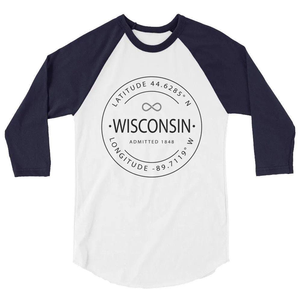 Wisconsin - 3/4 Sleeve Raglan Shirt - Latitude & Longitude