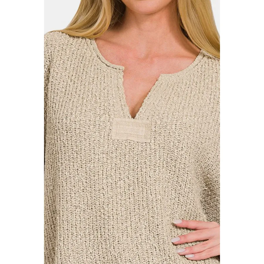 Zenana Short Sleeve Side Slit Sweater