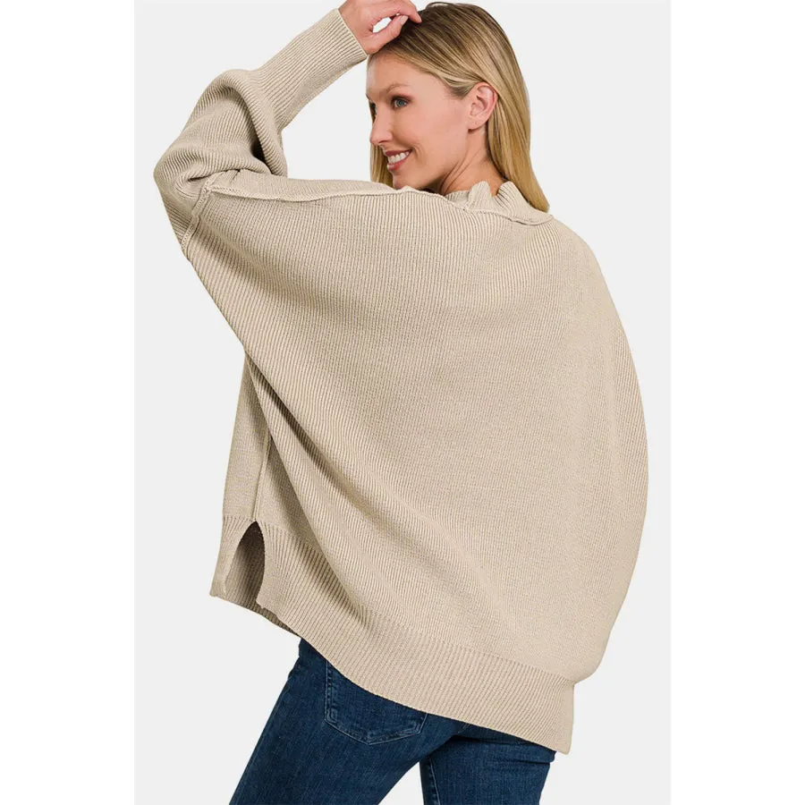 Zenana Side Sit Oversize Sweater