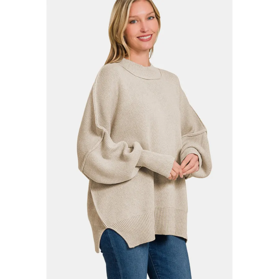 Zenana Side Sit Oversize Sweater